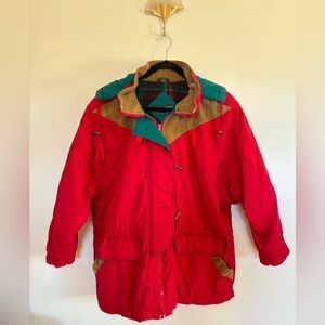 Vintage 90s River Edge Colorblock Ski Jacket Plaid Lined